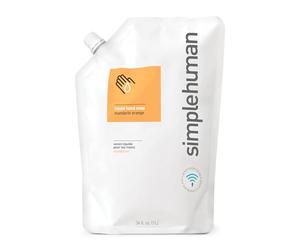 simplehuman, bolsa de recambio de jabón de manos líquido e hidratante, mandarina, 1 L