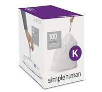 simplehuman Code K - Bolsas de basura con cordón en paquetes dispensadores, 100 unidades, 35-45 litros, color blanco