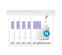 simplehuman Code N 100 Count, Dispenser Pack Custom Fit Liners, Drawstring Trash Bags, 45-50 Liter / 11.9-13.2 Gallon, White