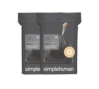 simplehuman Code Q - Bolsas de basura originales Odorsorb de ajuste personalizado, bolsas de basura absorbentes de olores con cordón en paquetes dispensadores, 50-65 litros/13-17 galones