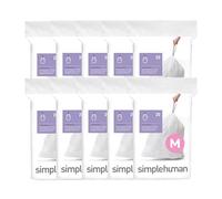 simplehuman Código M 200 bolsas interiores auténticas, bolsas de basura con cordón en paquete dispensador, 45 litros, color blanco
