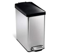 simplehuman, cubo estrecho con pedal, acero inoxidable cepillado con tapa de plástico, 10 L