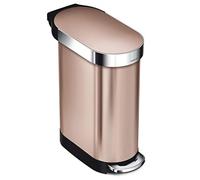 simplehuman, cubo estrecho con pedal, acero inoxidable rosa oro, 45 L