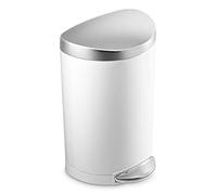 simplehuman, cubo semicircular con pedal, acero blanco, 10 L