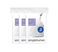 simplehuman CW0259 3 x paquete de 20 bolsas de basura a medida (60 bolsas), código J, plástico blanco