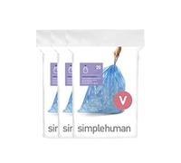 simplehuman CW0269 3 x paquete de 20 bolsas de basura a medida (60 bolsas), código V, plástico azul