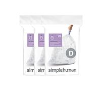 simplehuman CW0278 3 x paquete de 20 bolsas de basura a medida (60 bolsas), código D, plástico transparente