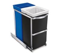 simplehuman CW1016 cubo de reciclaje extraíble, estructura de acero resistente, 35 L (20/15)