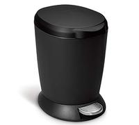 simplehuman CW1319 cubo redondo con pedal, plástico negro, 6 L