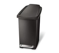 simplehuman CW1329 cubo estrecho con pedal, papelera baño, cubo basura baño, papelera oficina, plástico negro, 10 L