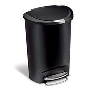 simplehuman CW1355 cubo semicircular con pedal, plástico negro, 50 L