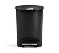 simplehuman CW1355 cubo semicircular con pedal, plástico negro, 50 L