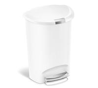 simplehuman CW1356 cubo de basura de media luna con pedal, papelera de cocina, plástico blanco, 50 litros