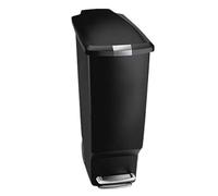 simplehuman CW1361 cubo estrecho con pedal, cubo de basura cocina, cubo basura pedal reciclaje, plástico negro, 40 L