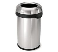 simplehuman CW1469 80L Bullet Open Bin, Brushed Heavy-Gauge Stainless Steel, W 45.1cm x H 76.1cm x D 45.1cm