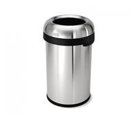 simplehuman CW1469 80L Bullet Open Bin, Brushed Heavy-Gauge Stainless Steel, W 45.1cm x H 76.1cm x D 45.1cm