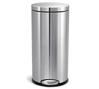 simplehuman CW1810 cubo redondo con pedal, acero inoxidable cepillado, 30 L