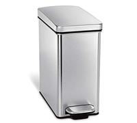 simplehuman CW1898CB cubo estrecho con pedal, acero inoxidable cepillado, 10 L