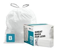 Simplehuman de 1.6 galones compatible con Simplehuman Code B, 0.5 mil, blanco, 12.5 pulgadas de ancho x 15.5 pulgadas de alto, 200 unidades (8 rollos de 25)