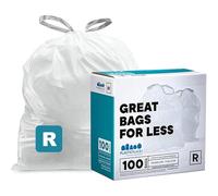 Simplehuman de 2.6 galones compatible con Simplehuman (x) Código R, 1.2 mil, blanco, 16.5 pulgadas de ancho x 17.5 pulgadas de alto, 100 unidades (1 rollo de 100)