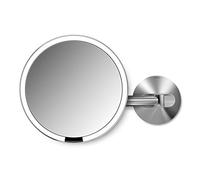SIMPLEHUMAN Espejo Sensor Pared Mate, Acero Inoxidable Cepillado, 20 cm | Aumento 5x