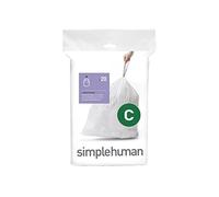 simplehuman, paquete de 20 bolsas de basura a medida, código C, plástico blanco