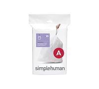 simplehuman, paquete de 30 bolsas de basura a medida, código A, plástico blanco