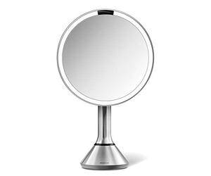 simplehuman Sensor Mirror, Control táctil de Brillo y Doble Ajuste de iluminación, Acero Inoxidable Cepillado.