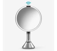 simplehuman ST3052 20cm Espejo con Sensor Control de Brillo Táctil y Doble Luz Espejo de Maquillaje con Iluminación 5X Aumento Acero Cepillado