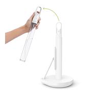 simplehuman Portarrollos de Cocina con Bomba de pulverización, de pie, fácil de rasgar una Hoja, Base Pesada (se Adapta a Rollos de Cocina de 23-28 cm), Acero Blanco, KT1199