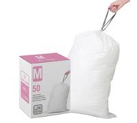 Simplelisa Code M (50 unidades) Bolsas de basura de plástico resistentes con cordón de 12 galones compatibles con simplehuman Code M | 1.2 Mil | Bolsas de basura blancas de 12 galones/45 litros