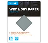 Simplemente WD3000 Wet & Dry pulido 3000 grano de papel, 25 unidades, 230 mm x 280 mm, ideal para bricolaje coche carrocería reparaciones, máquina, Manual, muebles de lijado y Home mejora, juego de 25