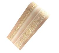 Simplemuji 3D autoadhesivo decorativo floral moldeado impermeable papel pintado borde despegar y pegar para cuarto de baño cocina encimera azulejos pegatina, 4 pulgadas por 16.5 pies (amarillo grano de madera}