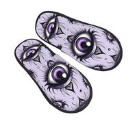 Simples Pantuflas De Algodón Ojo Maligno Mágico Púrpura Pantufla Algodón Calentitas Zapatillas De Estar Para Mujeres, Spa, Exterior L