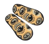 Simples Zapatillas De Estar Ojo Malvado Dorado Algodón Zapatilla Cómodas Zapatillas Casa Invierno Para Spa, Hombres, Mujeres L