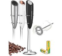 SIMPLETASTE Espumador de Leche Eléctrico de Mano | Batidor de Acero Inoxidable, 2 Pilas AA Incluidas, Fácil De Usar, Limpieza Sencilla, Ideal para Capuchino, Latte, Negro