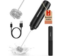 SIMPLETASTE Espumador de Leche Eléctrico de Mano | USB-C Recargable, Batidor Doble Espiral, Cabezal Acero Inoxidable, Bajo Ruido, Compacto Ligero, Ideal para Capuchino, Latte