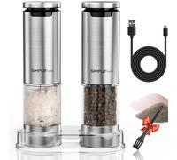 SIMPLETASTE Molinillo de pimienta y sal y Eléctrico Recargable Juego de 2 de acero inoxidable con cable tipo C y luz LED Grand Capacidad 95ml