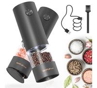 SIMPLETASTE Molinillo Pimienta Eléctrico Recargable con Luz LED, Molinillo de Sal y Pimienta Automático con Grosor Ajustable, Operación con una Mano, Ideal para Cocina, Comedor y Regalo
