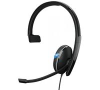 SIMPLETEK - Auricular monoaural con cable con micrófono de brazo, conectividad USB-C y conector jack de 3,5 mm, ideal para centros de llamadas y smart working - color negro