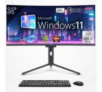 SIMPLETEK - Computer All in One 34" Curved Screen 4K 165Hz para juegos, gráficos, Core i3 10ª generación | Windows 11 Pro | GPU RTX4060 8GB | 32GB RAM SSD 960GB | 2K Webcam | BT 5.2