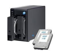 SIMPLETEK - DAS externo USB-C 3.2 con 2 bahías SATA de 3,5″/2,5″, HDD de 2TB (2x1TB) Preinstalado, compatible HDD/SSD - Color Negro