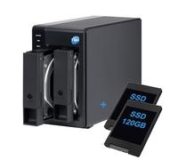 SIMPLETEK - DAS externo USB-C 3.2 con 2 bahías SATA de 3,5″/2,5″, SSD de 240GB (2x120GB) Preinstalado, compatible HDD/SSD - Color Negro