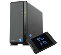 SIMPLETEK - Dispositivo de almacenamiento de red NAS de 1 bahía con SSD SATA 2TB de 2,5″, Gigabit Ethernet, 1 GB RAM, USB 3.2, - Color negro