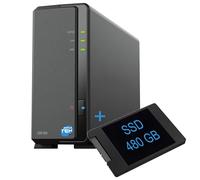 SIMPLETEK - Dispositivo de almacenamiento de red NAS de 1 bahía con SSD SATA de 3,5 pulgadas de 480 GB, Gigabit Ethernet, 1 GB de RAM, USB 3.2, color negro