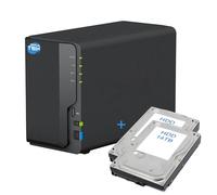 SIMPLETEK - Dispositivo de almacenamiento en red NAS de 2 bahías con doble HDD 14TB+14TB, Gigabit Ethernet LAN, Copia USB, 2GB DDR4