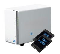 SIMPLETEK - Dispositivo de almacenamiento en red NAS de 2 bahías con SSD de 480 GB preinstalados (2 x 240 GB), Ethernet LAN Gigabit, compatible - Color blanco