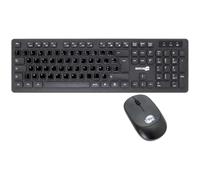 SIMPLETEK - Kit de ratón y teclado inalámbrico - Pegatinas de disposición AZERTY FR (francés) preaplicadas - Teclado estándar negro M&K - MK-03B