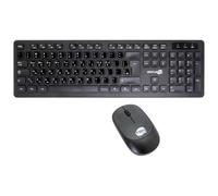 SIMPLETEK - Kit de ratón y teclado inalámbrico - Pegatinas de disposición QWERTY KR (coreano) preaplicadas - Teclado estándar negro M&K - MK-03B