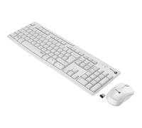 SIMPLETEK - Kit de teclado y ratón óptico inalámbrico | Teclado inglés UK QWERTY, teclas multimedia, silencioso (blanco)